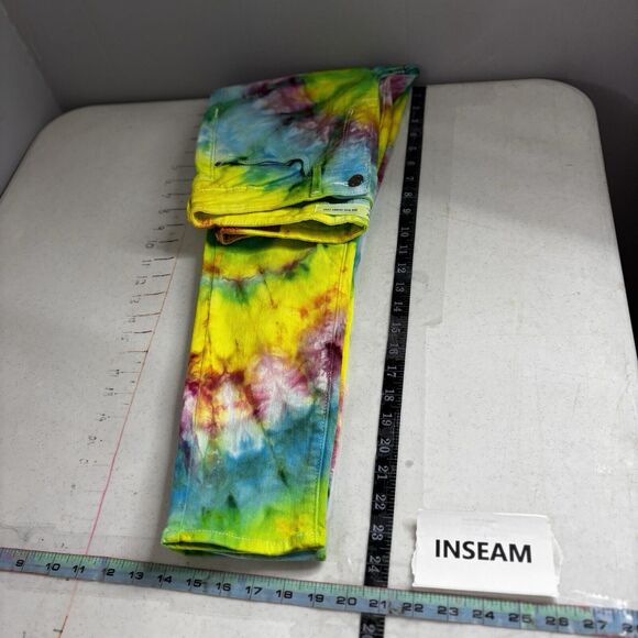 Signature by Levi Strauss Mid Rise Skinny Crop Jeans 8 Tie Dye Distressed Y2K - Picture 7 of 14